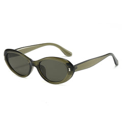 (6 PACK) Wholesale Sunglasses Oval Cat Eye Women Trendy Street 2025 - BulkSunglassesWholesale.com - Green Frame Black Lens