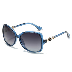 (6 PACK) Wholesale Sunglasses New Arrival Polarized Women Oversized Vintage Street Trendy 2025 - BulkSunglassesWholesale.com - Blue Frame Gradient Black Lens