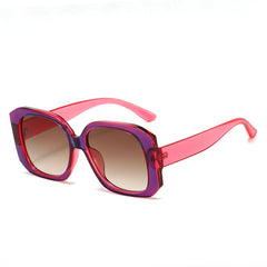 (6 PACK) Wholesale Sunglasses New Arrival Square Unique Oversized Fashion Korean 2023 - BulkSunglassesWholesale.com - Purple Red Frame Tea Lens