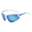 (12 PACK) Wholesale Sports Sunglasses 2023 - BulkSunglassesWholesale.com - White Frame Blue Mirrored
