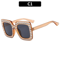 (6 PACK) Wholesale Sunglasses Square Unique Women 2023 - BulkSunglassesWholesale.com - Clear Tea Frame Black Black Lens