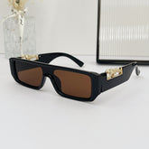 (6 PACK) Wholesale Sunglasses Small Vintage Square Trendy One Piece Unique 2024 - BulkSunglassesWholesale.com - Black Frame Tea Lens