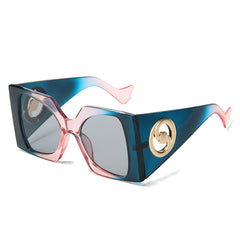 (6 PACK) Wholesale Sunglasses New Arrival Square Unique Oversized Fashion Tai Chi Creative Women 2023 - BulkSunglassesWholesale.com - Pink Blue Frame Black Lens