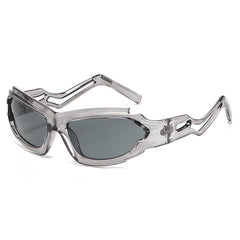 (6 PACK) Wholesale Sunglasses Unique Punk Women Y2K Futuristic Funny Cycling 2023 - BulkSunglassesWholesale.com - Clear Grey Frame Grey