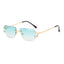 (6 PACK) Wholesale Sunglasses Cut Edge Rimless New Arrival Colorful Unique Street Trendy 2023 - BulkSunglassesWholesale.com - Gold Frame Gradient Green