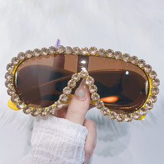 (6 PACK) Wholesale Sunglasses 2023 - BulkSunglassesWholesale.com - Yellow Frame Tea Lens Tea