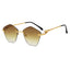 (6 PACK) Wholesale Sunglasses New Arrival Leopard Head Metal Polygon Colorful Women Trendy 2024 - BulkSunglassesWholesale.com - Gold Frame Gradient Tea