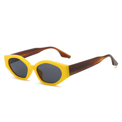 (6 PACK) Wholesale Sunglasses New Arrival Unique Small Cat Eye Fashion Women 2023 - BulkSunglassesWholesale.com - Yellow Frame Black Lens