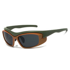 (6 PACK) Wholesale Sunglasses New Arrival Sport Women Outdoor Cycling 2023 - BulkSunglassesWholesale.com - Green Temple Tea Frame Black Lens