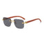 (6 PACK) Wholesale Sunglasses New Arrival Wood Grain Fashion Square Cut Edge Rimless Unique Street 2023 - BulkSunglassesWholesale.com - Black Grey