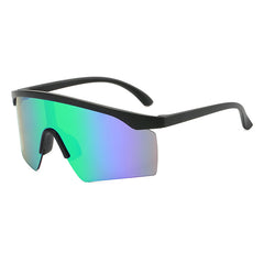 (12 PACK) Wholesale Sports Sunglasses New Arrival Sport Outdoor Unique Kids Cycling 2023 - BulkSunglassesWholesale.com - Black Frame Green Mirrored