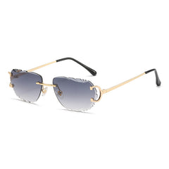 (6 PACK) Wholesale Sunglasses Cut Edge Rimless New Arrival Colorful Unique Street Trendy 2023 - BulkSunglassesWholesale.com - Gold Frame Gradient Black