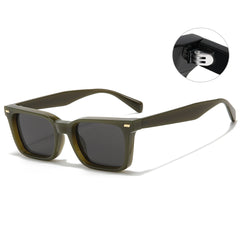 (6 PACK) Wholesale Sunglasses Vintage Square Women New Arrival 2023 - BulkSunglassesWholesale.com - Green Frame Black Grey