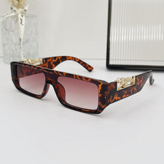 (6 PACK) Wholesale Sunglasses Small Vintage Square Trendy One Piece Unique 2024 - BulkSunglassesWholesale.com - Leopard Print Frame Gradient Tea Lens