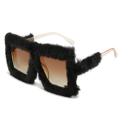 (6 PACK) Fluffy Fur Wholesale Sunglasses Women Square 2022 M121006 - Bulk Sunglasses Wholesale