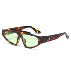 (6 PACK) Wholesale Sunglasses Small New Arrival Trendy Street Fashion 2025 - BulkSunglassesWholesale.com - Leopard Print Frame Green Lens