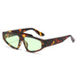 (6 PACK) Wholesale Sunglasses Small New Arrival Trendy Street Fashion 2025 - BulkSunglassesWholesale.com - Leopard Print Frame Green Lens