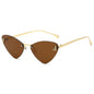(6 PACK) Wholesale Sunglasses Rimless Triangle Cat Eye Fashion Unique Metal 2024 - BulkSunglassesWholesale.com - Gold Frame Tea Lens