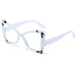 (6 PACK) Wholesale Sunglasses New Arrival Cat Eye Women Butterfly 2024 - BulkSunglassesWholesale.com - White Frame Clear Lens