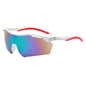 (12 PACK) Wholesale Sports Sunglasses New Arrival Cycling Women Outdoor Sport Semirimless One Piece Windproof 2024 - BulkSunglassesWholesale.com - White Frame Green Mirrored