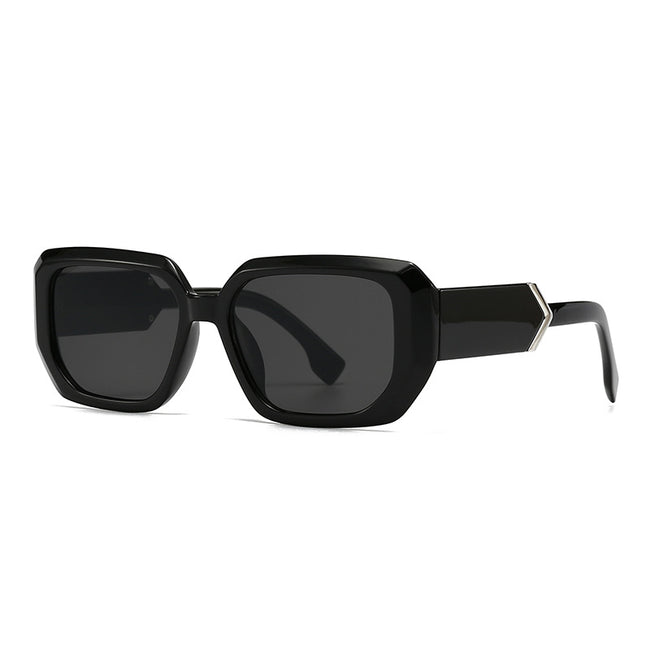 (6 PACK) Wholesale Sunglasses Square Women Vintage 2024 - BulkSunglassesWholesale.com - Black Frame Black Hover Image