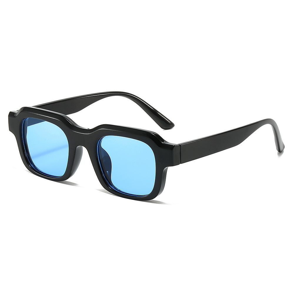(6 PACK) Wholesale Sunglasses New Arrival Square Unisex Small 2024 - BulkSunglassesWholesale.com - Black Frame Blue Lens