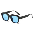 (6 PACK) Wholesale Sunglasses New Arrival Square Unisex Small 2024 - BulkSunglassesWholesale.com - Black Frame Blue Lens