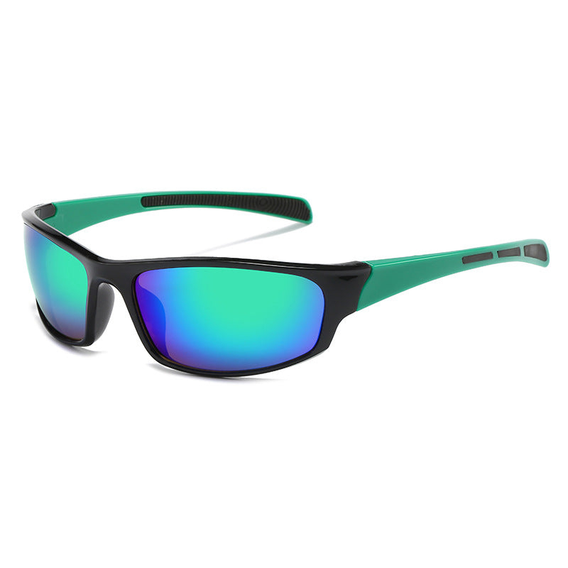 (12 PACK) Wholesale Sports Sunglasses New Arrival Unisex Outdoor Sport Cycling 2024 - BulkSunglassesWholesale.com - Black Frame Green Mirrored