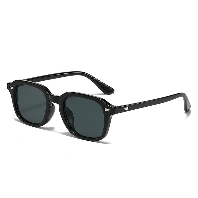(6 PACK) Wholesale Sunglasses Classic Square Fashion Rivet 2025 - BulkSunglassesWholesale.com - Black Frame Black Black Lens Hover Image