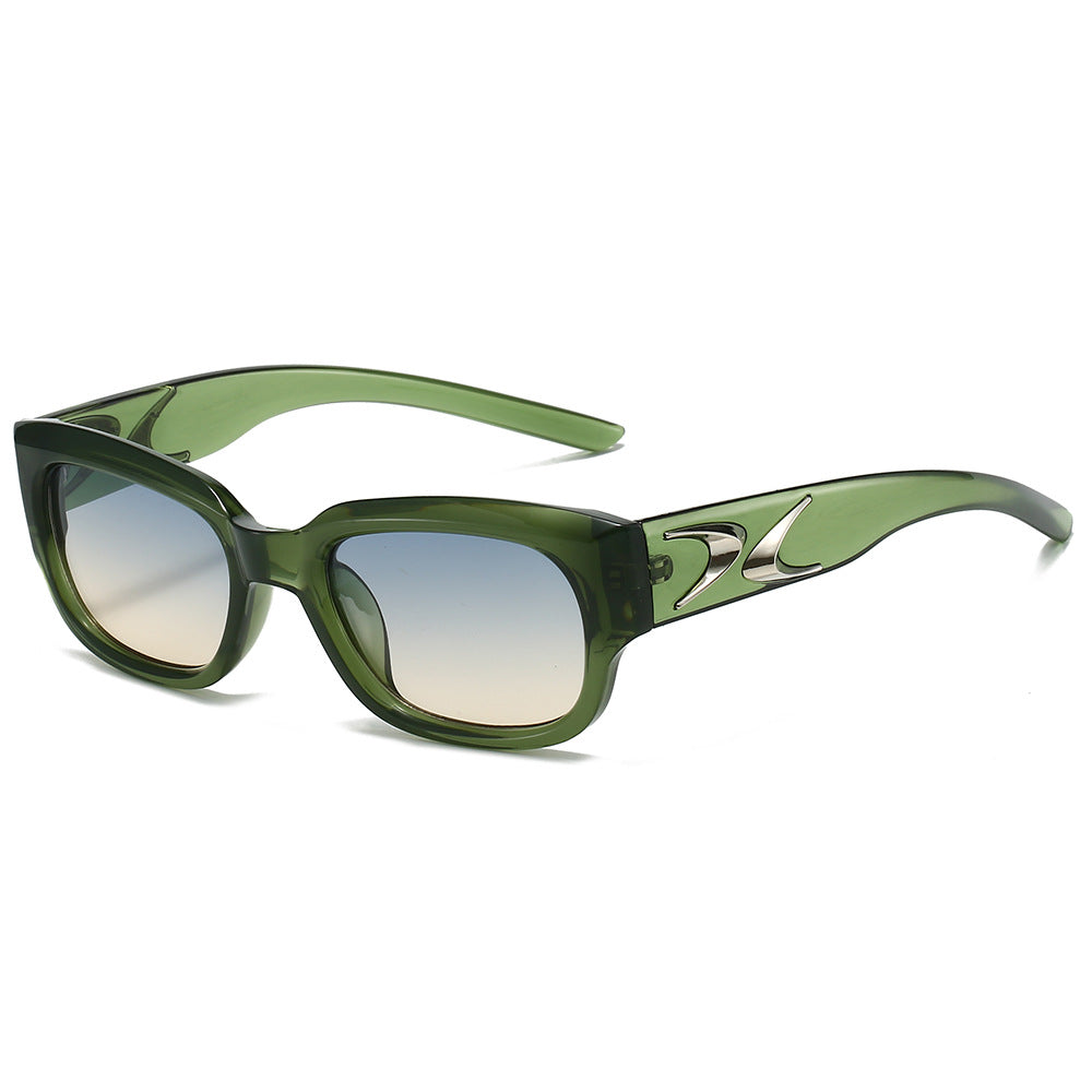 (6 PACK) Wholesale Sunglasses Korean Square Women Trendy Square Round 2024 - BulkSunglassesWholesale.com - Green Frame Green Tea Lens