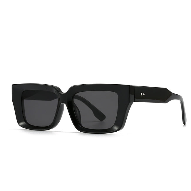 (6 PACK) Wholesale Sunglasses Trendy Street Antiblue Light Women 2024 - BulkSunglassesWholesale.com - Black Frame Black Lens Hover Image