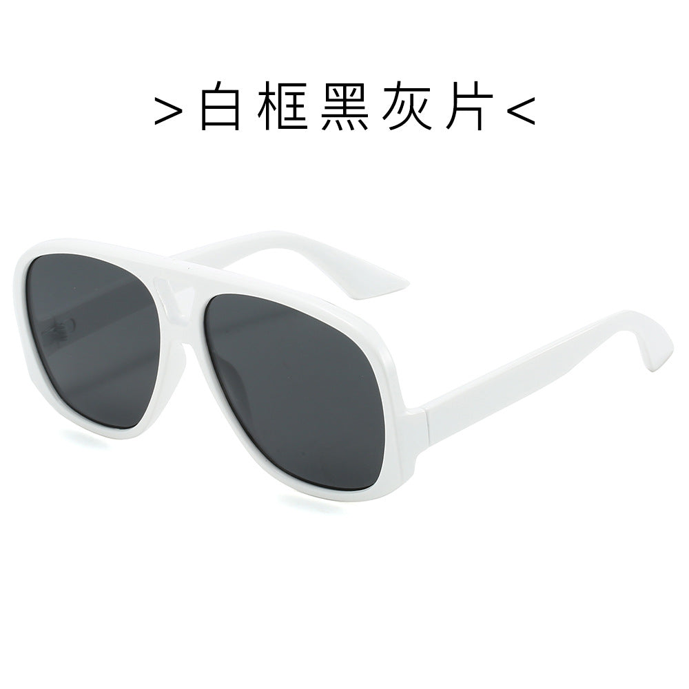 (6 PACK) Wholesale Sunglasses New Arrival Aviator Fashion Oversized 2024 - BulkSunglassesWholesale.com - White Frame Black Black Lens