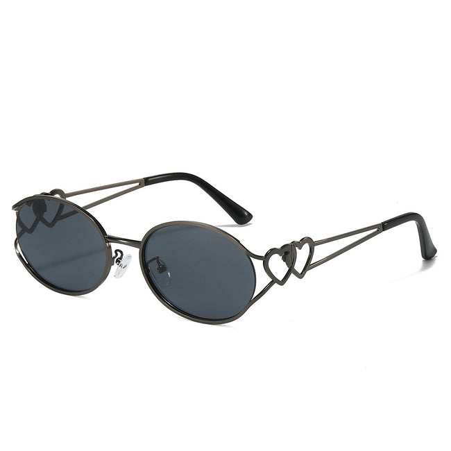 (6 PACK) Wholesale Sunglasses New Arrival One Piece Unique Vintage Women Trendy Fashion 2025 - BulkSunglassesWholesale.com - Gunmetal Frame Black Lens Hover Image