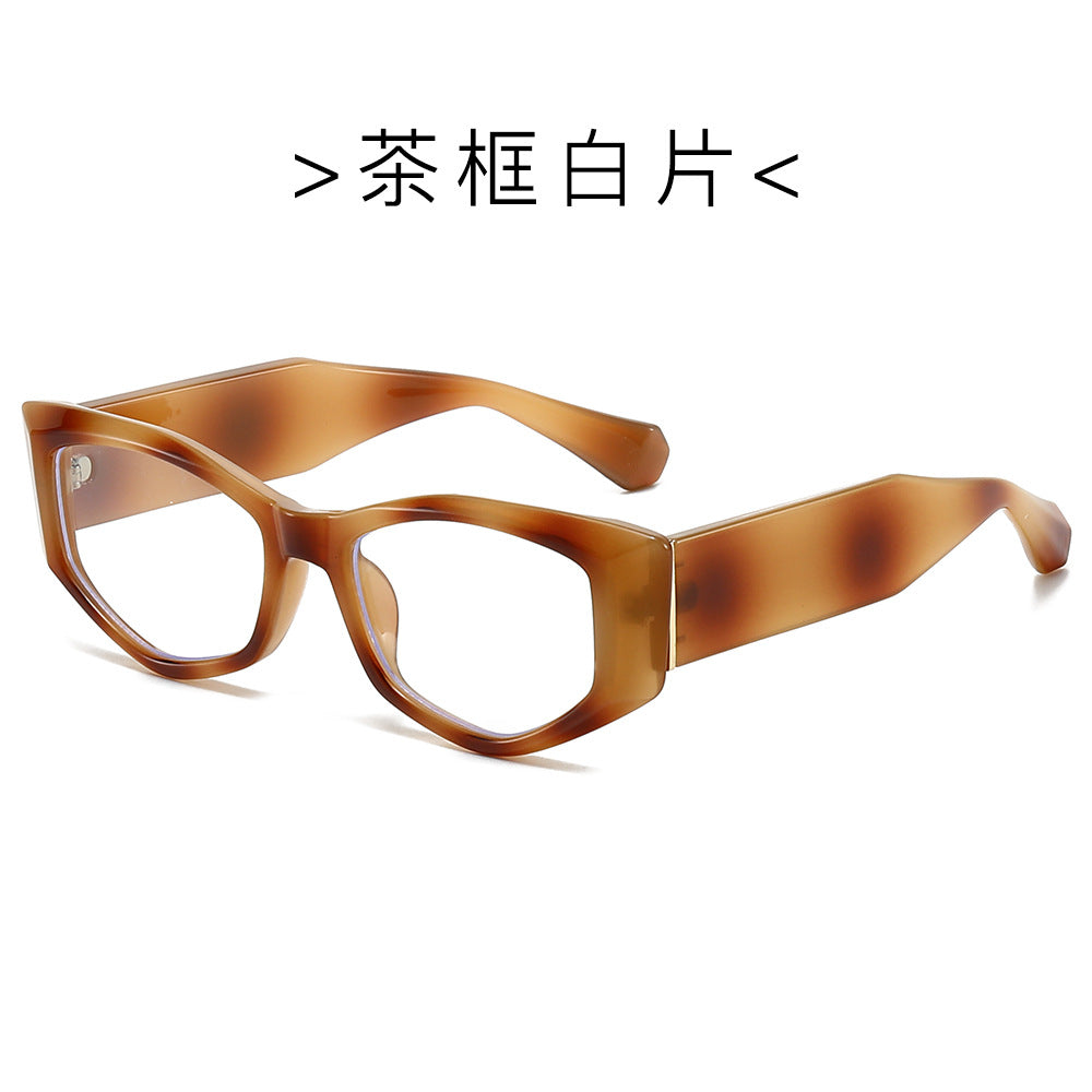 (6 PACK) Wholesale Sunglasses Unique New Arrival Trendy Cat Eye Women 2024 - BulkSunglassesWholesale.com - Tea Frame Clear Lens