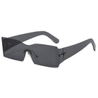 (6 PACK) Wholesale Sunglasses New Arrival One Piece Unique Square Rimless Rivet Fashion 2024 - BulkSunglassesWholesale.com - Black Lens