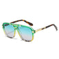 (6 PACK) Wholesale Sunglasses New Arrival Vintage Double Bridge Aviator Fashion Square Men 2025 - BulkSunglassesWholesale.com - Green Frame Green Tea Lens