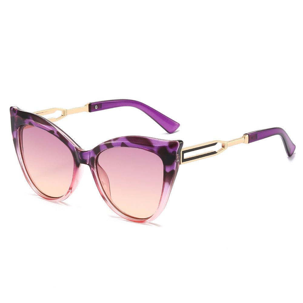(6 PACK) Wholesale Sunglasses New Arrival Cat Eye Fashion Unique Oversized Women 2025 - BulkSunglassesWholesale.com - Purple Frame Purple Pink Lens