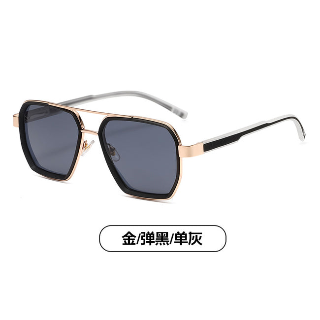 (6 PACK) Wholesale Sunglasses Small Trendy Street Vintage 2024 - BulkSunglassesWholesale.com - Gold Frame Black Black Lens Hover Image