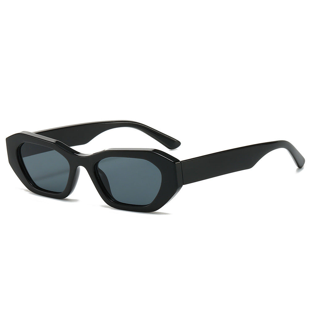 (6 PACK) Wholesale Sunglasses Fashion Unique Small Trendy Unique Hip Hop 2024 - BulkSunglassesWholesale.com - Black Frame Black Lens
