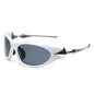 (6 PACK) Wholesale Sunglasses Cyber Punk Futuristic Fashion Hip Hop Street 2024 - BulkSunglassesWholesale.com - White Frame Grey