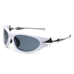 (6 PACK) Wholesale Sunglasses Cyber Punk Futuristic Fashion Hip Hop Street 2024 - BulkSunglassesWholesale.com - White Frame Grey