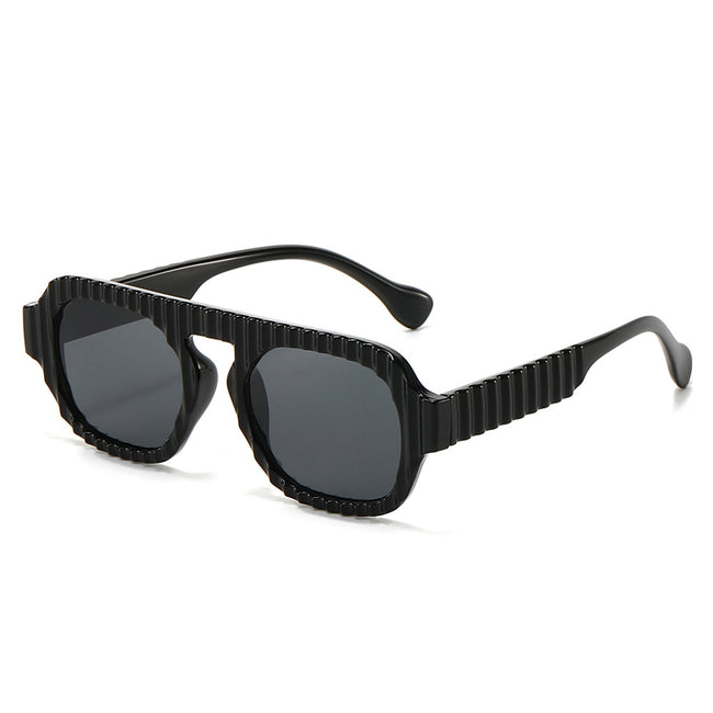 (6 PACK) Wholesale Sunglasses New Arrival Aviator Women Fashion Vintage 2024 - BulkSunglassesWholesale.com - Black Frame Black Lens Hover Image