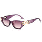 (6 PACK) Wholesale Sunglasses New Arrival Cat Eye Unique Metal Fashion Women 2024 - BulkSunglassesWholesale.com - Purple Frame Purple Lens