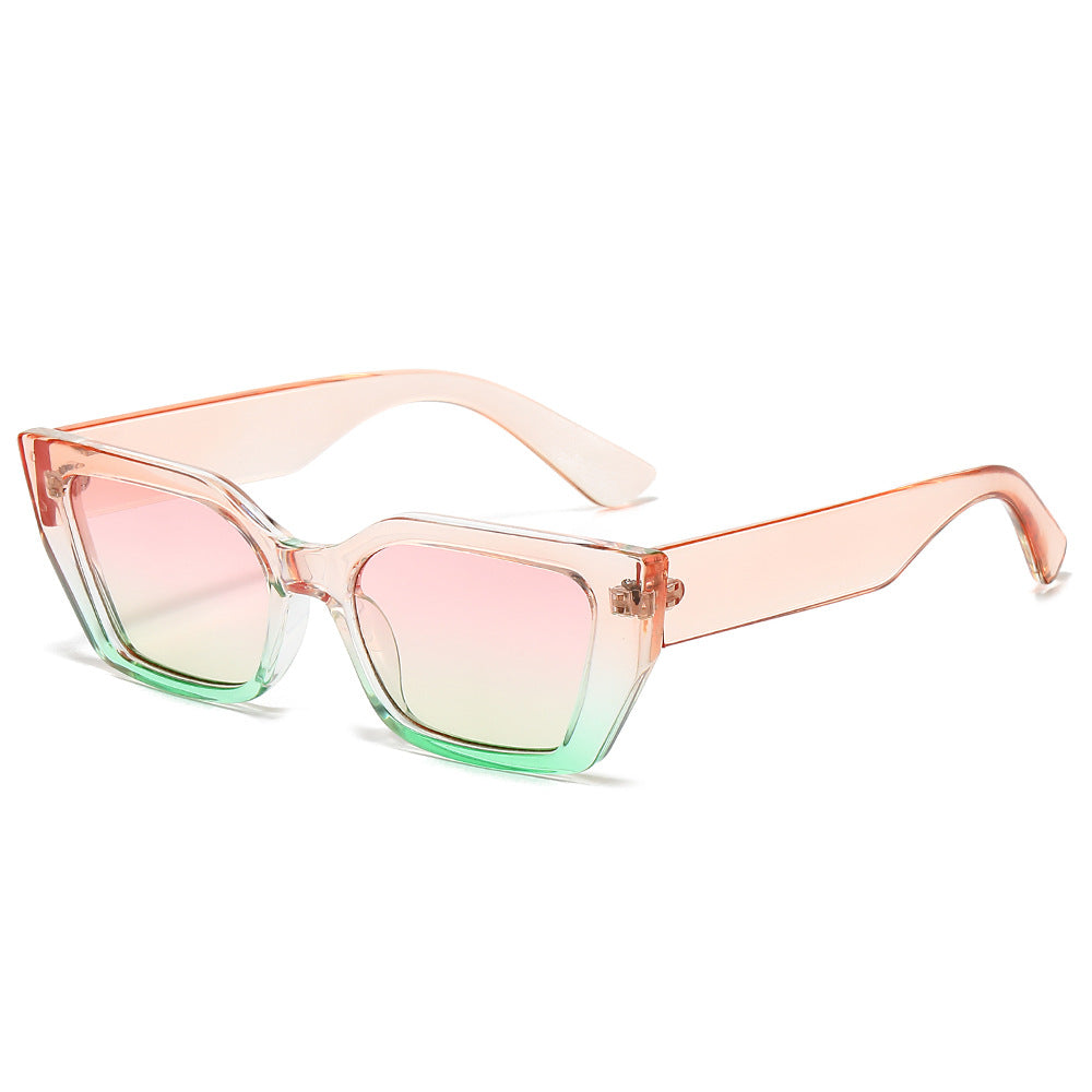 (6 PACK) Wholesale Sunglasses New Arrival Cat Eye Unique Cat Eye Fashion Women 2024 - BulkSunglassesWholesale.com - Pink Green Frame Pink Green Lens