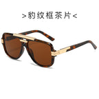 (6 PACK) Wholesale Sunglasses Trendy New Arrival Square Vintage Square Fashion Metal 2024 - BulkSunglassesWholesale.com - Leopard Print Frame Tea Lens