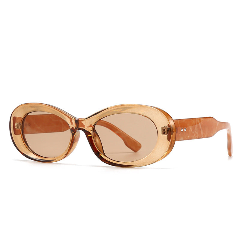 (6 PACK) Wholesale Sunglasses Vintage Trendy Women Antiblue Light 2024 - BulkSunglassesWholesale.com - Champagne Frame Tea