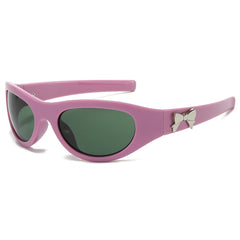 (6 PACK) Wholesale Sunglasses New Arrival Futuristic Outdoor Sport Cycling Butterfly Unisex 2024 - BulkSunglassesWholesale.com - Purple Frame Green Lens