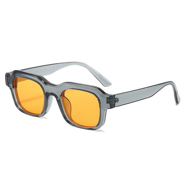 (6 PACK) Wholesale Sunglasses New Arrival Square Unisex Small 2024 - BulkSunglassesWholesale.com - Clear Grey Frame Yellow Lens Hover Image