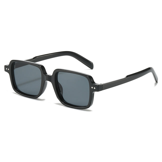 (6 PACK) Wholesale Sunglasses Women Men Vintage Square Rivet 2025 - BulkSunglassesWholesale.com - Black Frame Black Lens Hover Image