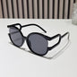 (6 PACK) Wholesale Sunglasses Round Oversized Unique Women Fashion 2024 - BulkSunglassesWholesale.com - Black Frame Black Lens